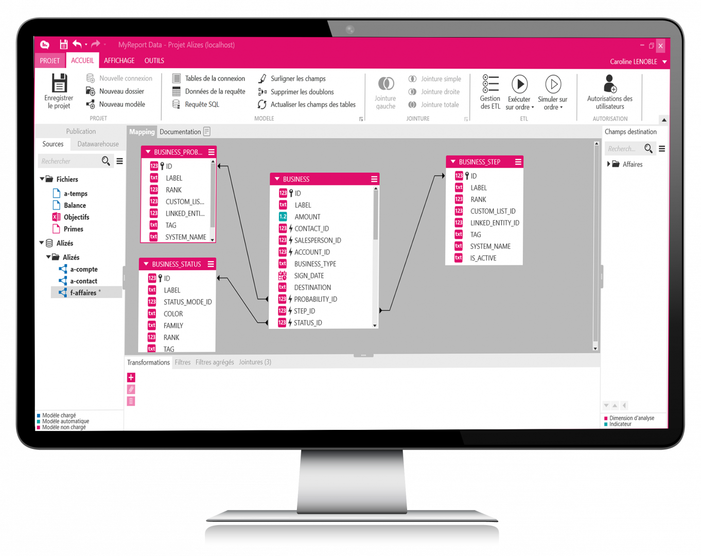 Panneau d'administration data