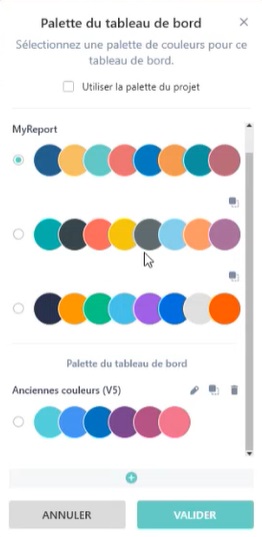 La palette de couleurs personnalisables