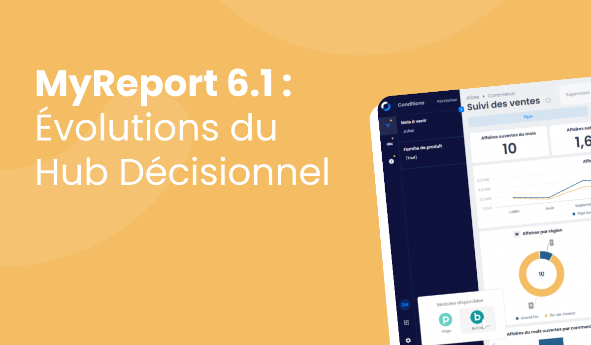 Avec MyReport 6.1, accédez directement, depuis le Hub Décisionnel MyReport, à la personnalisation de vos dashboards et à leur analyse approfondie dans Excel